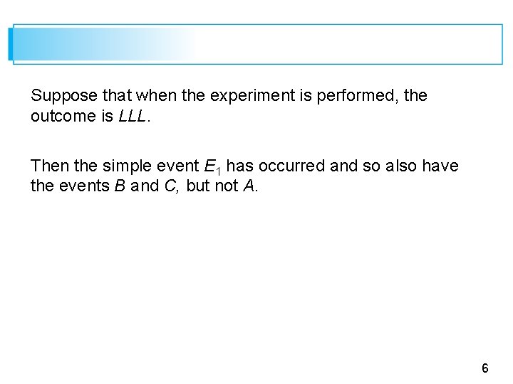 Suppose that when the experiment is performed, the outcome is LLL. Then the simple