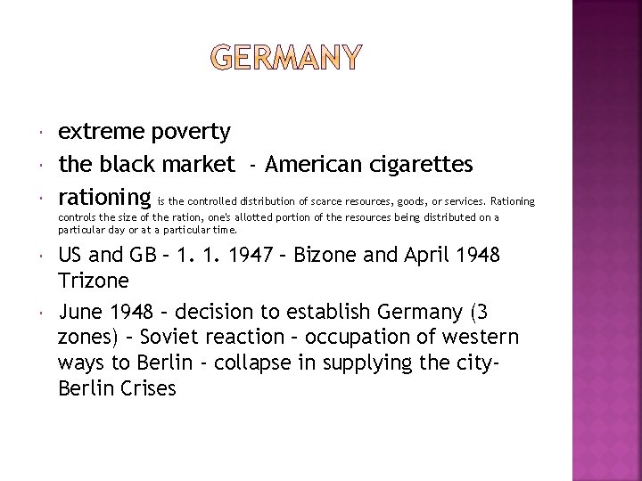  extreme poverty the black market - American cigarettes rationing is the controlled distribution
