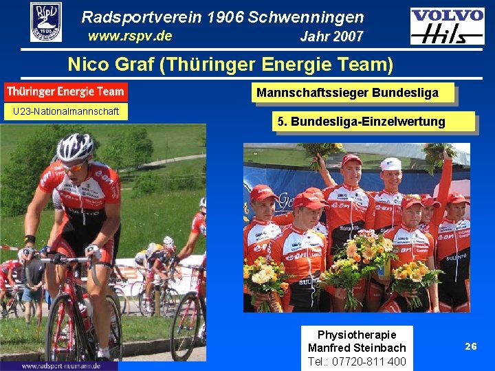 Radsportverein 1906 Schwenningen www. rspv. de Jahr 2007 Nico Graf (Thüringer Energie Team) Mannschaftssieger