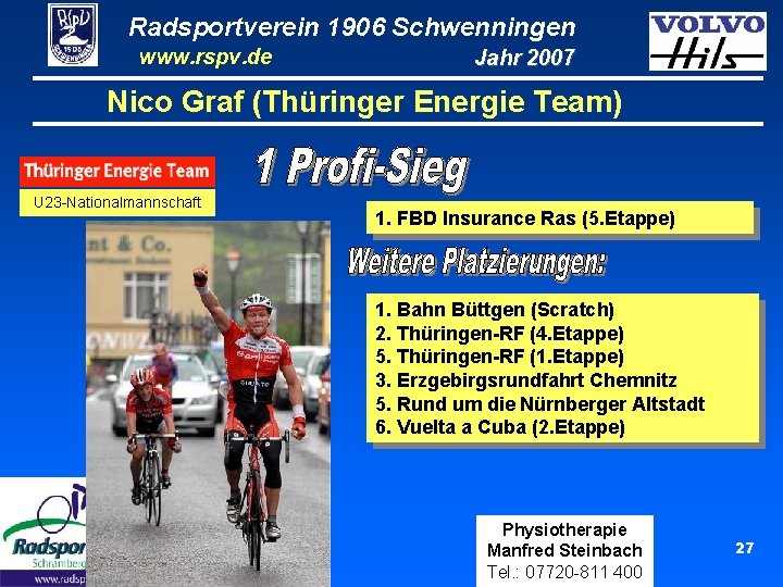 Radsportverein 1906 Schwenningen www. rspv. de Jahr 2007 Nico Graf (Thüringer Energie Team) U