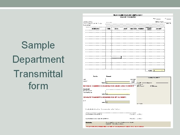 Sample Department Transmittal form 