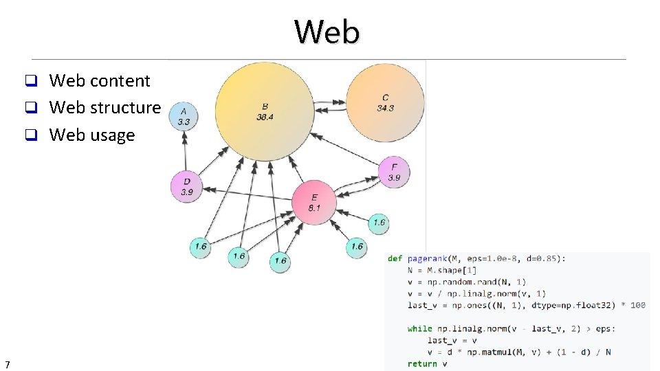 Web content q Web structure q Web usage q 7 