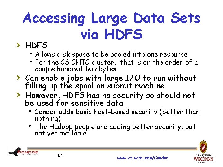 Accessing Large Data Sets via HDFS › HDFS Allows disk space to be pooled