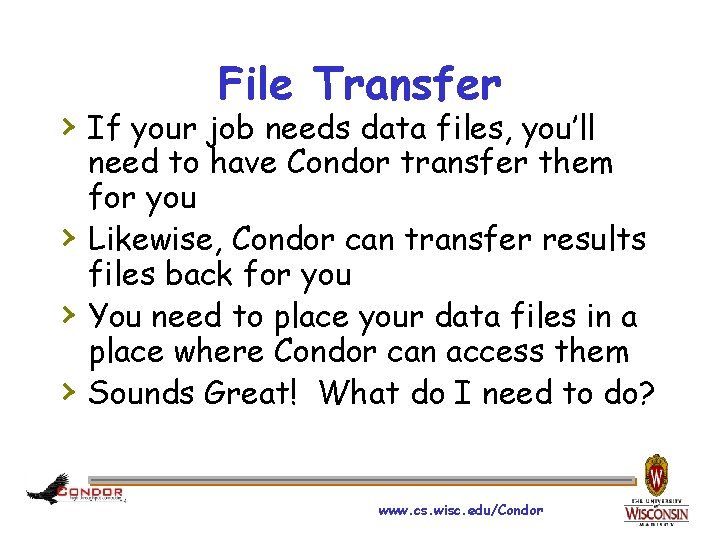 File Transfer › If your job needs data files, you’ll › › › need