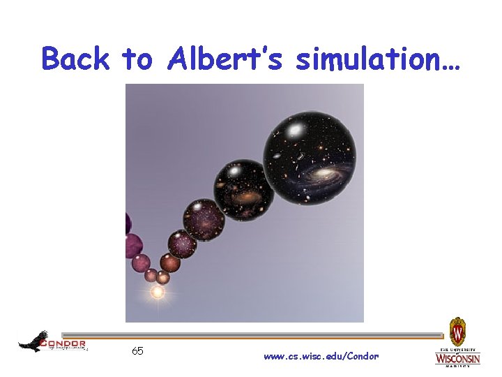 Back to Albert’s simulation… 65 www. cs. wisc. edu/Condor 