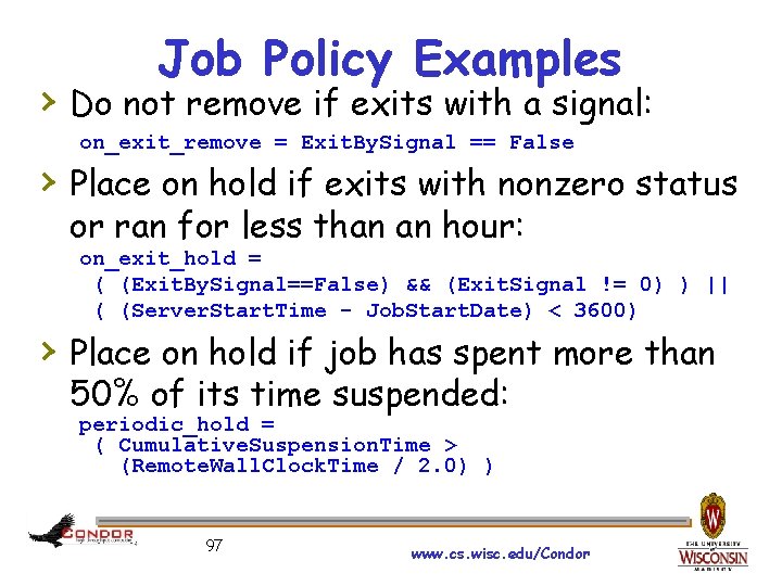 Job Policy Examples › Do not remove if exits with a signal: on_exit_remove =