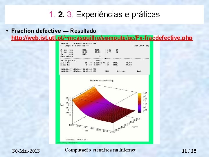 1. 2. 3. Experiências e práticas • Fraction defective — Resultado http: //web. ist.