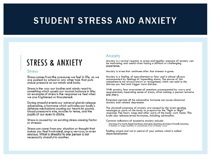 STUDENT STRESS AND ANXIETY 