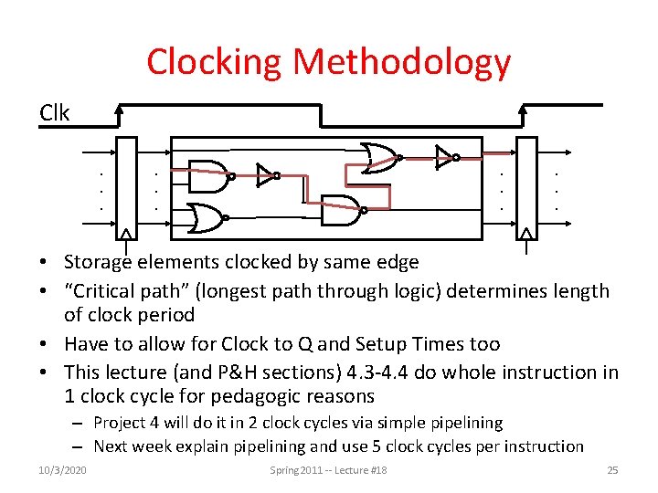 Clocking Methodology Clk. . . • Storage elements clocked by same edge • “Critical