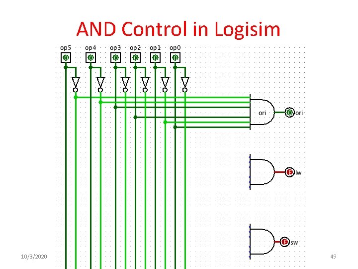 AND Control in Logisim 10/3/2020 Spring 2011 -- Lecture #18 49 