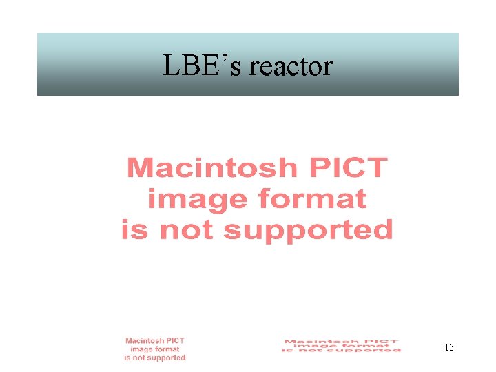 LBE’s reactor 13 