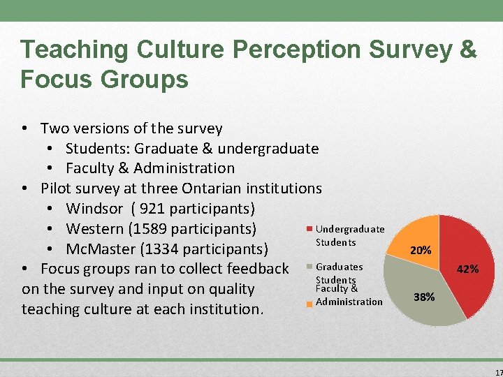 Teaching Culture Perception Survey & Focus Groups • Two versions of the survey •