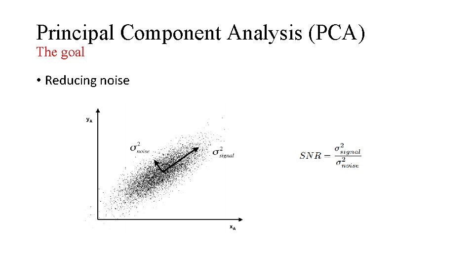 Principal Component Analysis (PCA) The goal • Reducing noise 