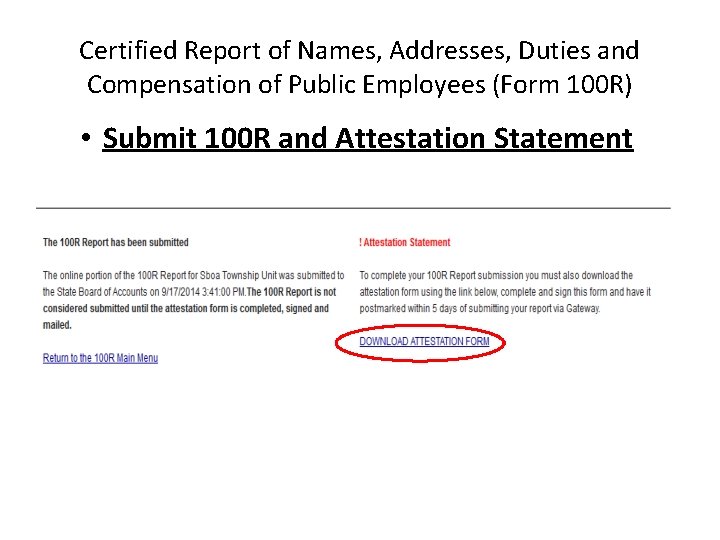Certified Report of Names, Addresses, Duties and Compensation of Public Employees (Form 100 R)