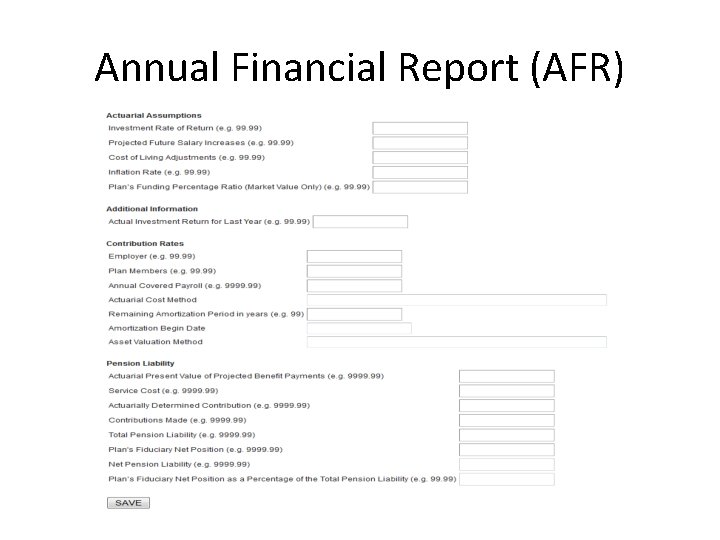 Annual Financial Report (AFR) 