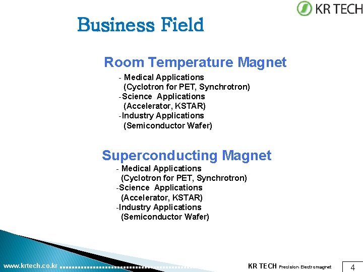 Business Field Room Temperature Magnet - Medical Applications (Cyclotron for PET, Synchrotron) -Science Applications