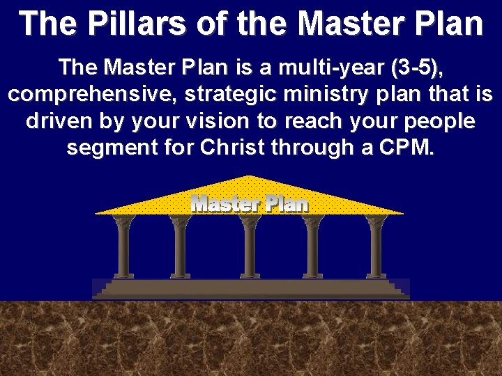 The Pillars of the Master Plan The Master Plan is a multi-year (3 -5),