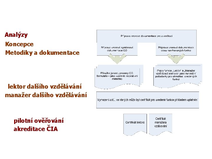 Výstupy projektu – systém certifikace lektorů Analýzy Koncepce Metodiky a dokumentace lektor dalšího vzdělávání