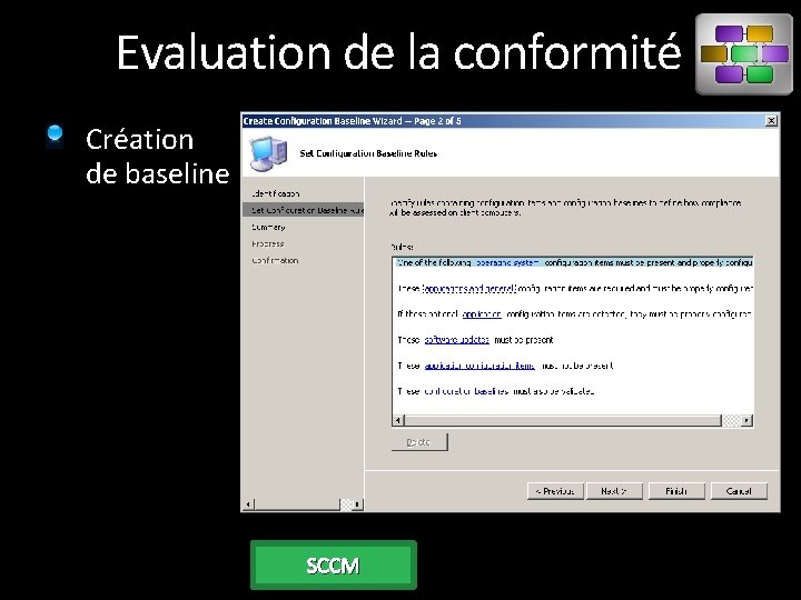 Evaluation de la conformité Création de baseline SCCM 