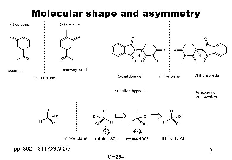 Molecular shape and asymmetry pp. 302 – 311 CGW 2/e 3 CH 264 
