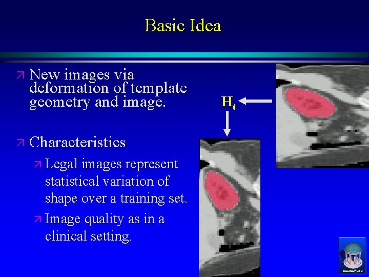 Basic Idea ä New images via deformation of template geometry and image. Ht ä