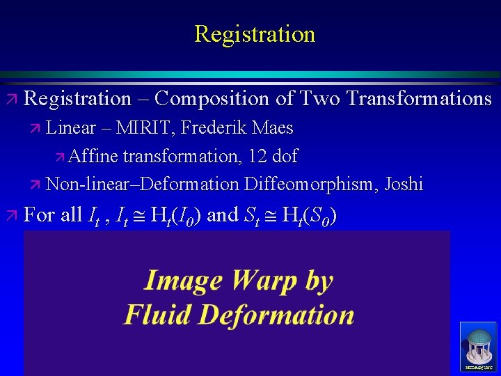 Registration ä Registration – Composition of Two Transformations ä Linear – MIRIT, Frederik Maes
