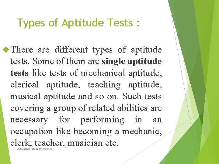 Types of Aptitude Tests : There are different types of aptitude tests. Some of