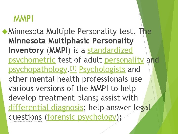 MMPI Minnesota Multiple Personality test. The Minnesota Multiphasic Personality Inventory (MMPI) is a standardized