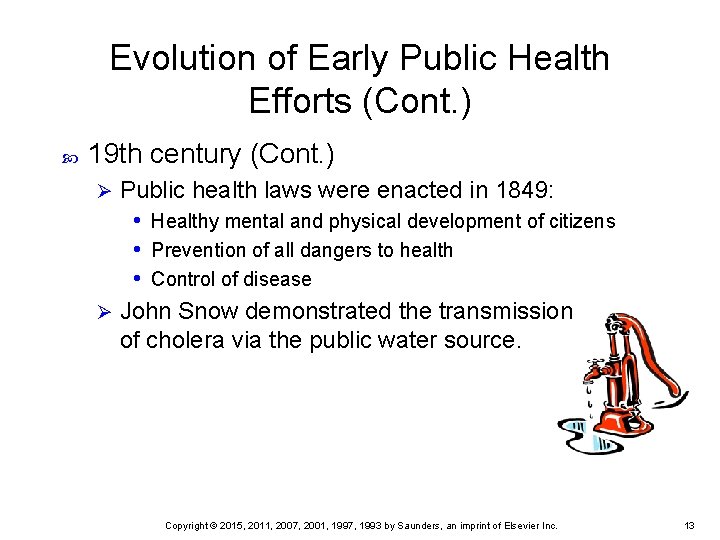 Evolution of Early Public Health Efforts (Cont. ) 19 th century (Cont. ) Public