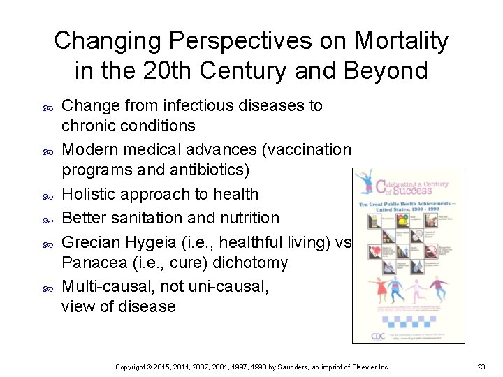 Changing Perspectives on Mortality in the 20 th Century and Beyond Change from infectious