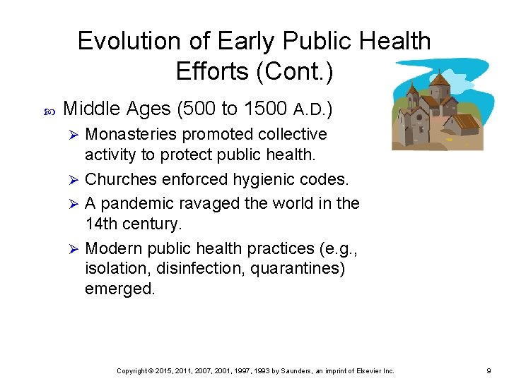 Evolution of Early Public Health Efforts (Cont. ) Middle Ages (500 to 1500 A.