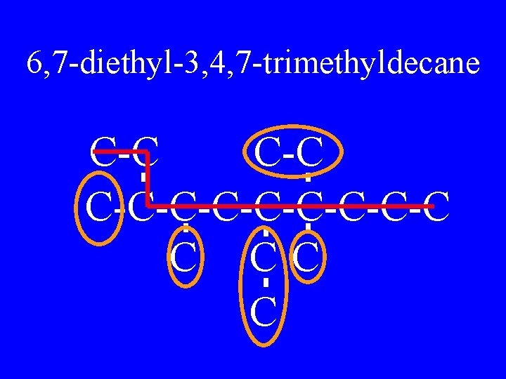 6, 7 -diethyl-3, 4, 7 -trimethyldecane C-C C-C-C-C-C C CC C 