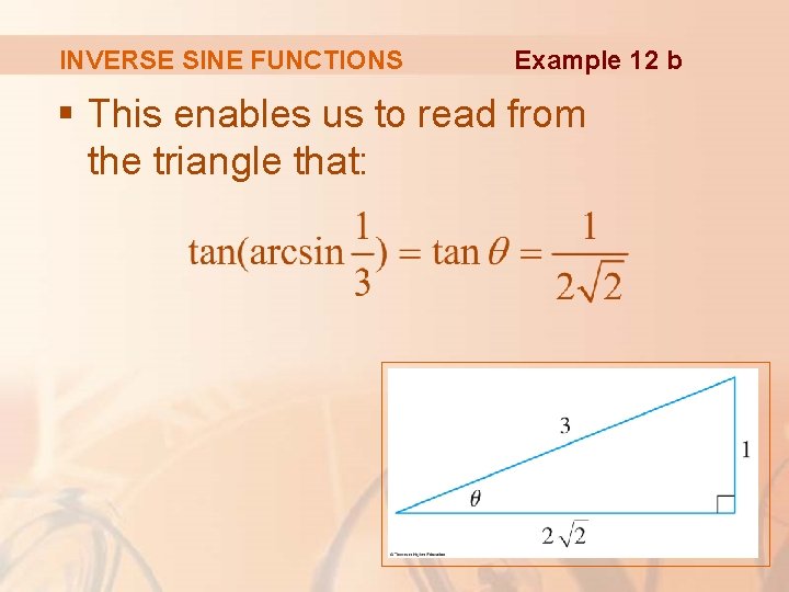 INVERSE SINE FUNCTIONS Example 12 b § This enables us to read from the