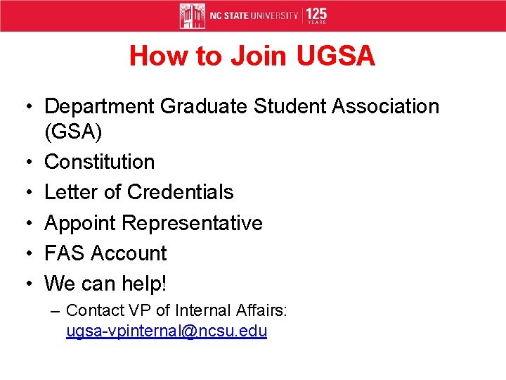 How to Join UGSA • Department Graduate Student Association (GSA) • Constitution • Letter