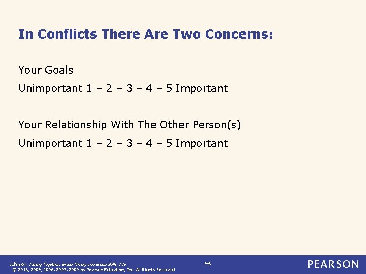 In Conflicts There Are Two Concerns: Your Goals Unimportant 1 – 2 – 3