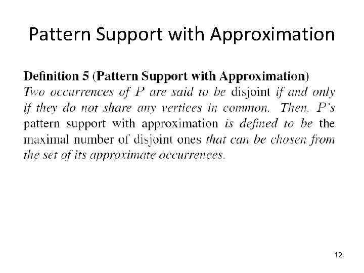 Pattern Support with Approximation 12 