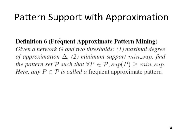 Pattern Support with Approximation 14 