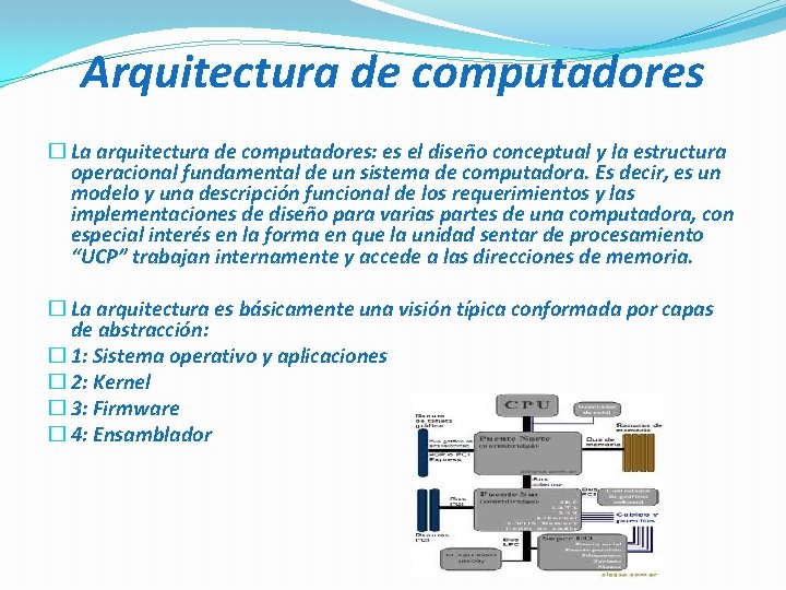 Arquitectura de computadores � La arquitectura de computadores: es el diseño conceptual y la