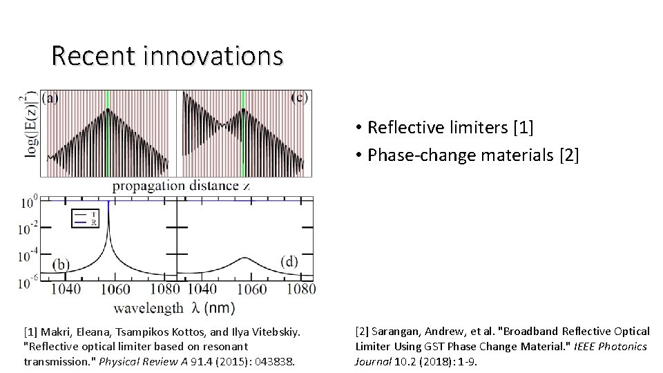 Recent innovations • Reflective limiters [1] • Phase-change materials [2] [1] Makri, Eleana, Tsampikos