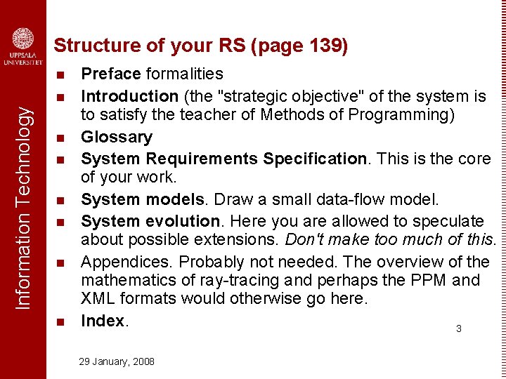 Structure of your RS (page 139) n Information Technology n n n n Preface
