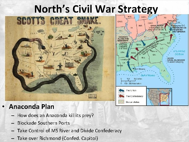 North’s Civil War Strategy • Anaconda Plan – – How does an Anaconda kill