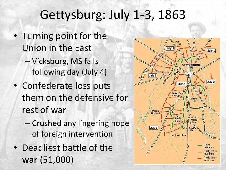 Gettysburg: July 1 -3, 1863 • Turning point for the Union in the East