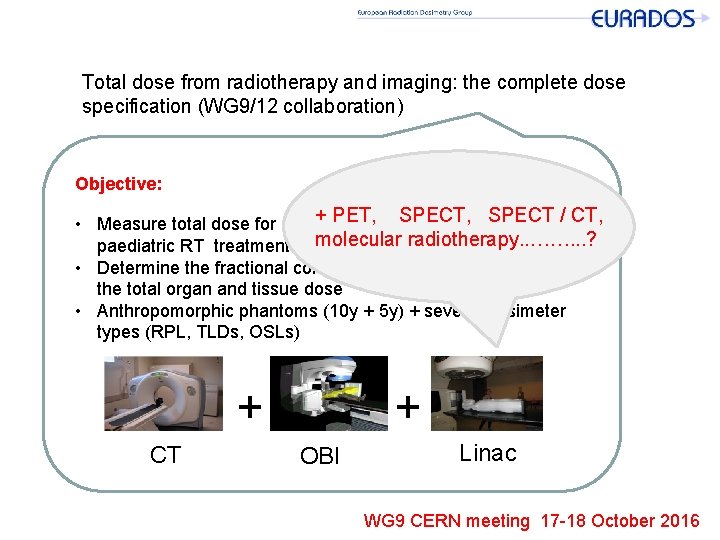 Total dose from radiotherapy and imaging: the complete dose specification (WG 9/12 collaboration) Objective: