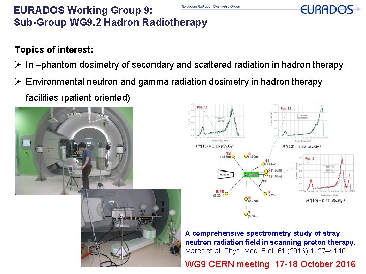 EURADOS Working Group 9: Sub-Group WG 9. 2 Hadron Radiotherapy Topics of interest: Ø