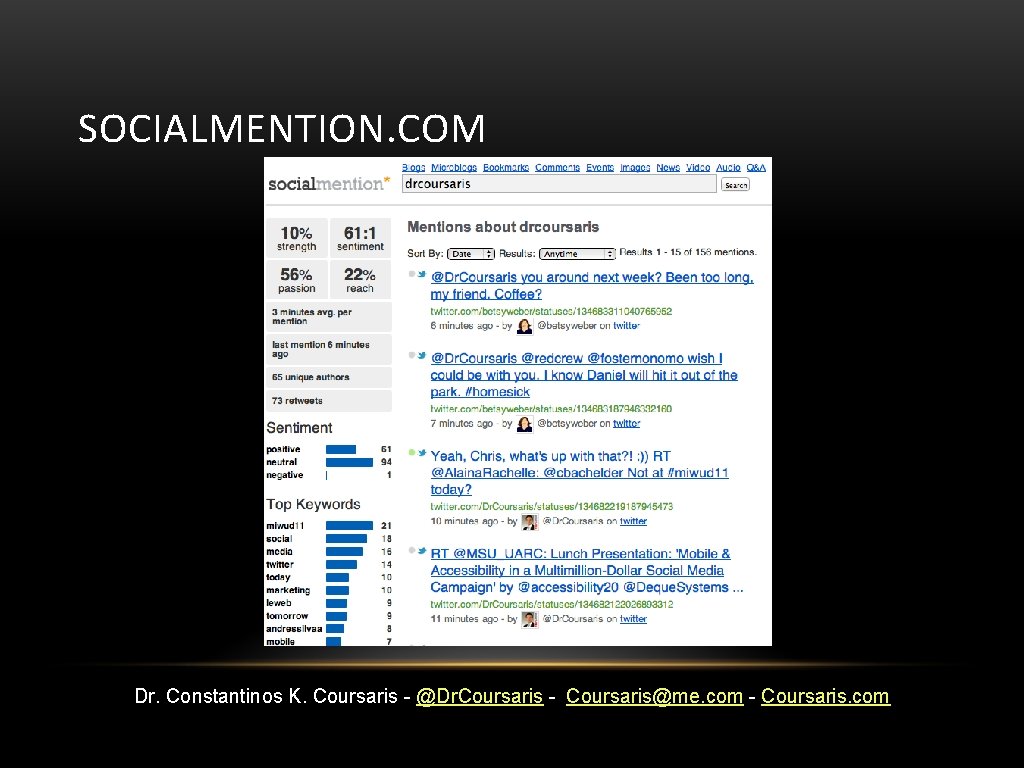 SOCIALMENTION. COM Dr. Constantinos K. Coursaris - @Dr. Coursaris - Coursaris@me. com - Coursaris.