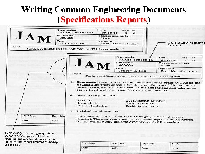 Writing Common Engineering Documents (Specifications Reports) 