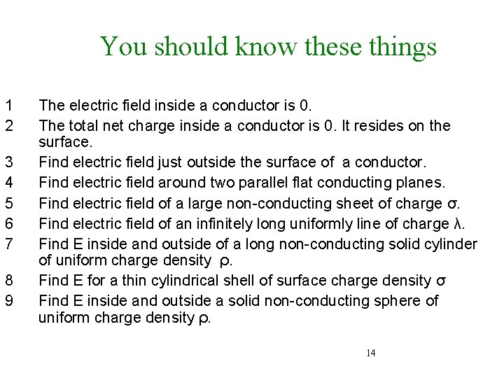 You should know these things 1 2 3 4 5 6 7 8 9