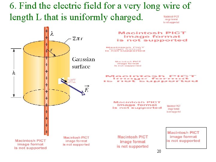 6. Find the electric field for a very long wire of length L that