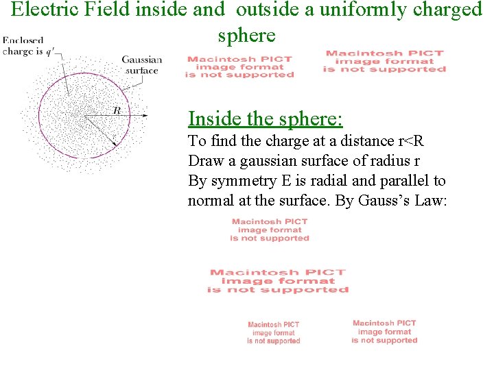 Electric Field inside and outside a uniformly charged sphere Inside the sphere: To find