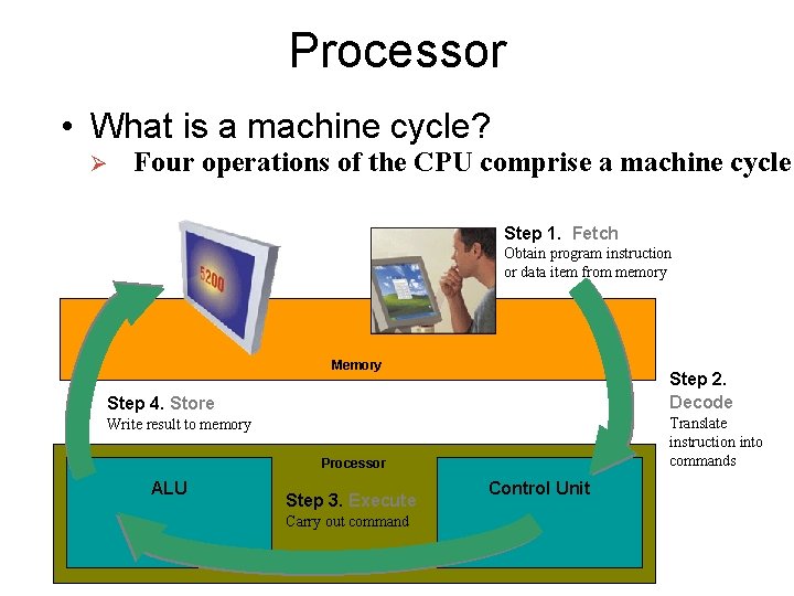 Processor • What is a machine cycle? Ø Four operations of the CPU comprise Processor • What is a machine cycle? Ø Four operations of the CPU comprise